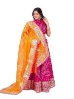Traditional Ethnic Kota Doria Bandhani Lehenga Choli Set for Wedding and Ethnic FestivalEmbroidered Gota Patti Border Readymade Lehenga Chunni Set with Running Blouse - Image 4