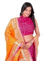 Traditional Ethnic Kota Doria Bandhani Lehenga Choli Set for Wedding and Ethnic FestivalEmbroidered Gota Patti Border Readymade Lehenga Chunni Set with Running Blouse