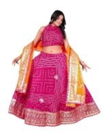 Traditional Ethnic Kota Doria Bandhani Lehenga Choli Set for Wedding and Ethnic FestivalEmbroidered Gota Patti Border Readymade Lehenga Chunni Set with Running Blouse - Image 2
