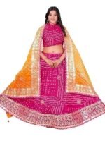 Traditional Ethnic Kota Doria Bandhani Lehenga Choli Set for Wedding and Ethnic FestivalEmbroidered Gota Patti Border Readymade Lehenga Chunni Set with Running Blouse - Image 3