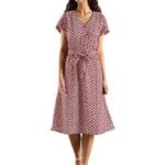 Polyester V-Neck A-Line Dress