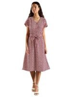 Polyester V-Neck A-Line Dress