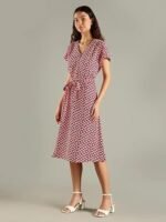 Polyester V-Neck A-Line Dress - Image 2