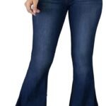 Bell Bottom Jeans for Women Ripped High Waisted Classic Flared Denim Pants, Blue2402, Small