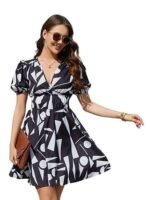 Printed Midi Bodycon One-Piece Dress Elegant Summer Outfit, Slim Fit Cocktail Look, Soft Fabric