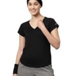 Women's V-Neck Regular Fit Gym T-Shirt Soft, Lightweight & Quick-Dry Fabric Activewear Top for Workout, Yoga, Running, Exercise, Casual Breathable Fitness Everyday