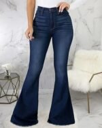 Bell Bottom Jeans for Women Ripped High Waisted Classic Flared Denim Pants, Blue2402, Small - Image 3