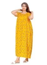Nighty for Women Cotton Printed Maxi Gown Ankle Length Nighty Night Dress Gown for Women Maxi - Free Size