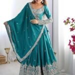 Woman's semistiched lengha choli with beautiful design Embordery Work