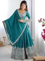 Woman's semistiched lengha choli with beautiful design Embordery Work