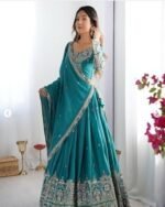 Woman's semistiched lengha choli with beautiful design Embordery Work - Image 3