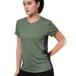 Women's Polyester Dry Fit Solid Quick Dry Sports Half Sleeve Regular Fit Active Wear Gym Tshirt Round Crew Neck Breathable Side Mesh Panels for Running Workout and Fitness