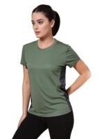 Women's Polyester Dry Fit Solid Quick Dry Sports Half Sleeve Regular Fit Active Wear Gym Tshirt Round Crew Neck Breathable Side Mesh Panels for Running Workout and Fitness