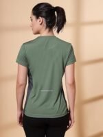 Women's Polyester Dry Fit Solid Quick Dry Sports Half Sleeve Regular Fit Active Wear Gym Tshirt Round Crew Neck Breathable Side Mesh Panels for Running Workout and Fitness - Image 2
