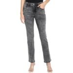 Women's Grey Cotton Blend Solid Regular Fit Jeans