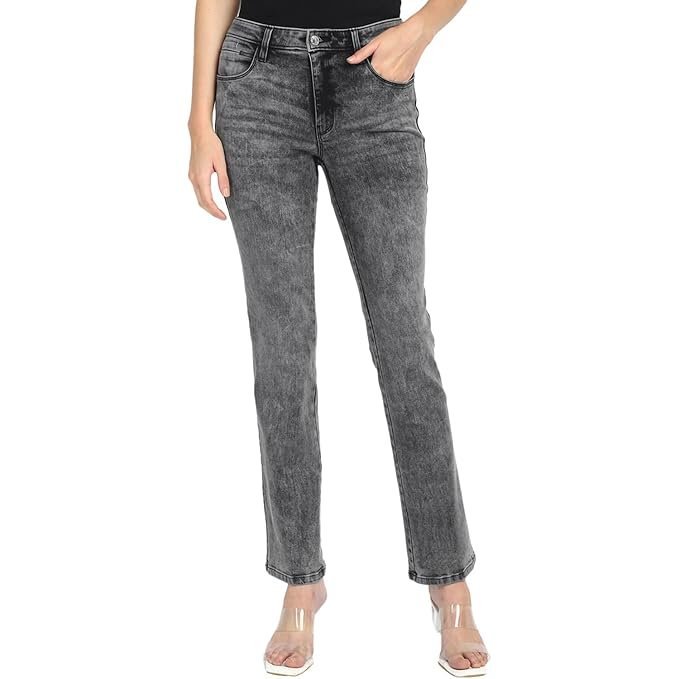 d1-6.jpg Women's Grey Cotton Blend Solid Regular Fit Jeans - Image 1