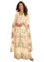 Women's Designer Chinon Silk Sharara Suit Set, Embroidery Kurti with Sharara and Dupatta 18141 (ST06)