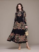 Black Itzel Crepe Long Dress - Image 4