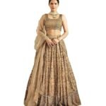 Women's Net Embroidery Sequence Work Lehenga Choli Unstitch Blouse with Dupatta