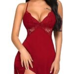 Women Babydoll Lace Chemise Sleepwear Lingerie Set with Panty | Sexy Night Dress for Women Honeymoon, Hot Nighty, Stylish Nightwear, Valentine Festival Dress, Bridal First Night Lingerie