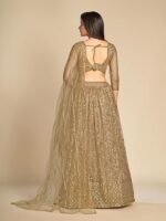 Women's Net Embroidery Sequence Work Lehenga Choli Unstitch Blouse with Dupatta - Image 3