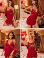 Women Babydoll Lace Chemise Sleepwear Lingerie Set with Panty | Sexy Night Dress for Women Honeymoon, Hot Nighty, Stylish Nightwear, Valentine Festival Dress, Bridal First Night Lingerie - Image 2