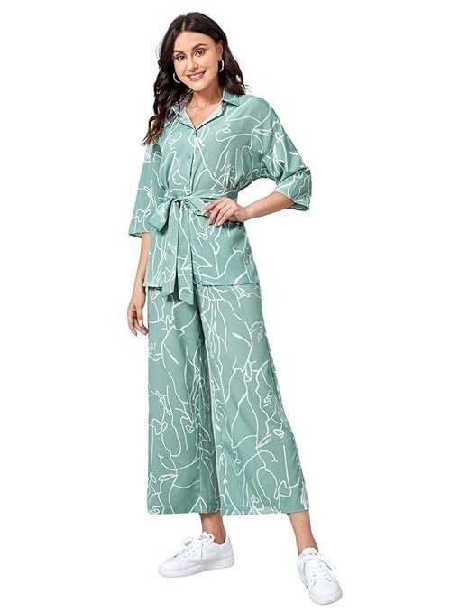 gg1-1-1.jpg Set for Women | Stylish Korean Summer Outfit | Casual Long Shirt | Shirt T-Shirt for Girl & Woman | Top Pant Set | Trendy Travel & Streetwear Look for Girls | Hangouts | Picnic | Vacation Wear | 3/4 Half Sleeeve - Image 1