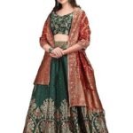 Women's Jacquard Semi-Stitched Lehenga choli