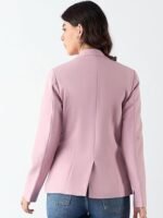Women?s Pink Casual Solid Blazer | Single Button | Notched Lapel | Long Sleeves | Slim Fit | Single-Breasted | Smart-Casual Formal Office Wear - Image 2