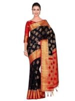 Women's Kanjivaram Silk Saree With Blouse Piece (4309-312-Rd-Blk-Rd_Black)