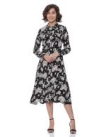 Womens Rayon Blend Floral Viscose Collared Neck Regular Fit Shirt Dress