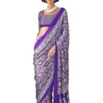 Women's Multicolor Crepe Ajrak Printed Saree With Unstitched Blouse Piece (KAJRKH386001_RJ_Parent)