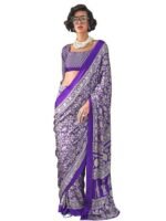 Women's Multicolor Crepe Ajrak Printed Saree With Unstitched Blouse Piece (KAJRKH386001_RJ_Parent)