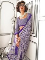 Women's Multicolor Crepe Ajrak Printed Saree With Unstitched Blouse Piece (KAJRKH386001_RJ_Parent) - Image 4