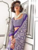 Women's Multicolor Crepe Ajrak Printed Saree With Unstitched Blouse Piece (KAJRKH386001_RJ_Parent) - Image 3
