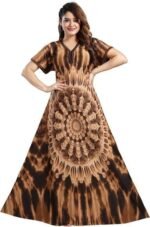 Women?s Satin Night Dress | Floral Printed Satin Fabric Long Nighty | Soft Sleepwear for Women (Round Design Nighty)