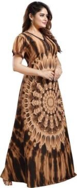 Women?s Satin Night Dress | Floral Printed Satin Fabric Long Nighty | Soft Sleepwear for Women (Round Design Nighty) - Image 4