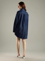 Cotton Classic Collar Denim Dress - Image 3