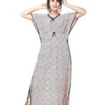 Women's Silk Geometric Print Maxi Nightgown