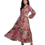 Women's Multi Color Felix Long Dress with Camisole