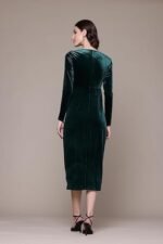 Green Avery Velvet Wrap Dress - Image 2