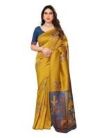 Women's Kanjivaram Banarasi Soft Silk Saree With Unstitched Blouse Piece (Silk Box Flower) - Image 3