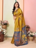 Women's Kanjivaram Banarasi Soft Silk Saree With Unstitched Blouse Piece (Silk Box Flower) - Image 2