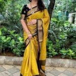 Women's Kanjivaram Soft Lichi Silk Saree With Blouse Piece