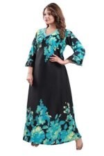 Women's Crepe Printed Flare Nighty with Long Sleeves/Night Gown/Nightwear/Maxi - Image 2