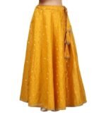 Women's Polyester Readymade Chanderi Silk Long Skirt Lahenga