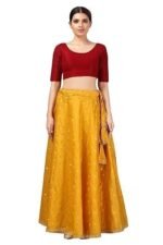 Women's Polyester Readymade Chanderi Silk Long Skirt Lahenga - Image 3