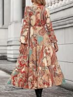 Women's Printed Boho Maxi Dress | Long Flared Style with Full or Puff Sleeves | Ethnic Pattern Gown for Festive, Holiday & Everyday Wear - Image 4