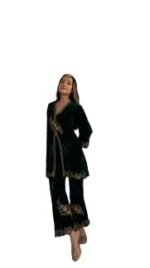 Women's Unstitched Velvet Suit with Heavy Hand Embroidery Traditional Ethnic Winter Wear Salwar Kameez Fabric Set
