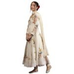 Women Silk Chanderi Anarkali Printed Suit Set